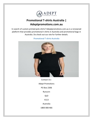 Promotional T-shirts Australia  Adeptpromotions.com.au