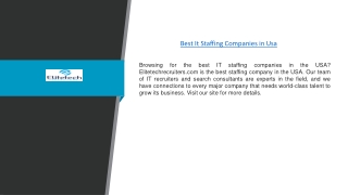 Best It Staffing Companies in Usa | Elitetechrecruiters.com