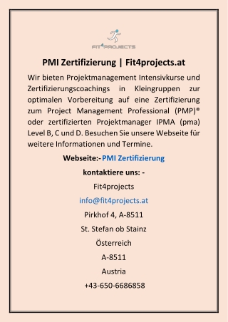 PMI Zertifizierung | Fit4projects.at