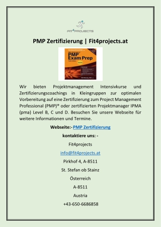 PMP Zertifizierung | Fit4projects.at