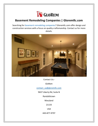 Basement Remodeling Companies  Gloremllc.com