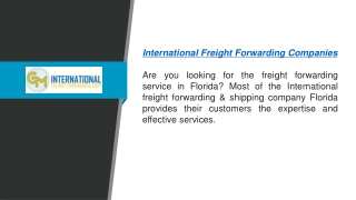 International Freight Forwarding & Shipping Companies in Florida