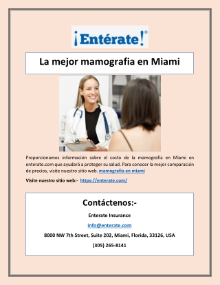 La mejor mamografia en Miami