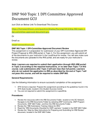 DNP 960 Topic 1 DPI Committee Approved Document GCU