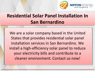 Residential Solar Panel Installation in San Bernardino