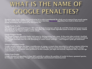 What is The Name Of Google Penalties