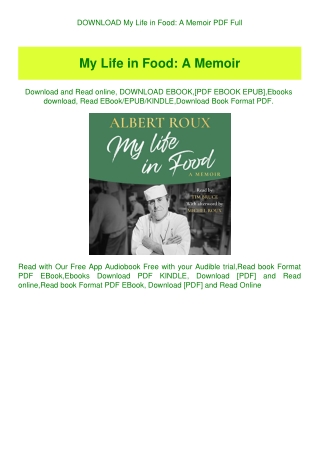 DOWNLOAD My Life in Food A Memoir PDF Full