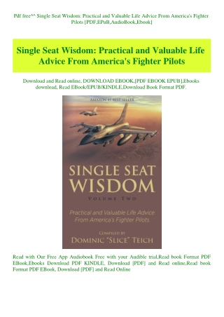 Pdf free^^ Single Seat Wisdom Practical and Valuable Life Advice From America's Fighter Pilots [PDF