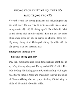 Phong cách thiết kế nội thất gỗ sang trọng giá rẻ