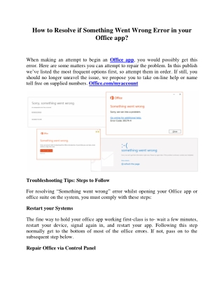 How to Resolve if Something Went Wrong Error in your MS Office app?