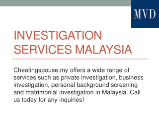 Investigation Services Malaysia