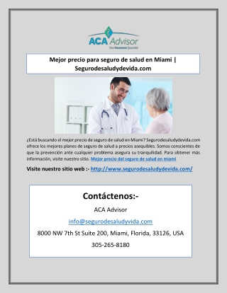 Mejor precio para seguro de salud en Miami | Segurodesaludydevida.com