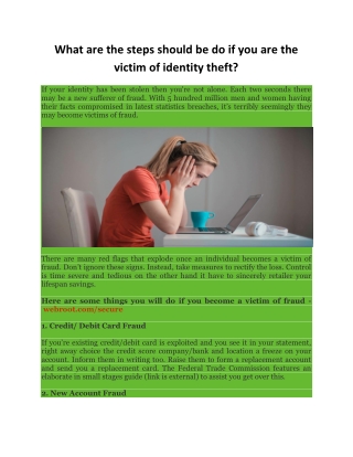 What are the steps should be do if you are the victim of identity theft?