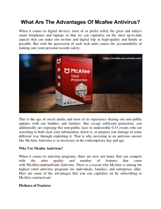 What Are The Advantages Of Mcafee Antivirus