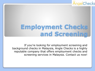 Employment Checks and Screening