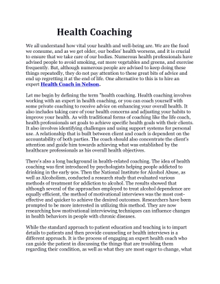Health Coaching