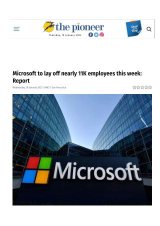 Microsoft to lay off nearly 11K employees this week Report