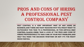 Pros And Cons Of Hiring A Professional Pest Control Company