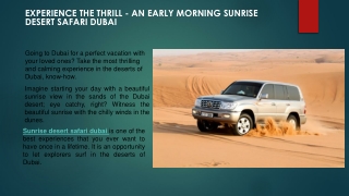 Experience The Thrill - An Early Morning Sunrise Desert Safari Dubai
