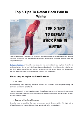 Top 5 Tips To Defeat Back Pain In Winter