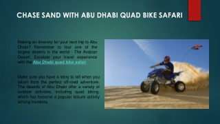 Chase Sand With Abu Dhabi Quad Bike Safari