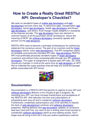 How to Create a Really Great RESTful API Developer’s Checklist