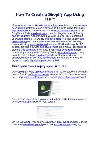 How To Create a Shopify App Using PHP