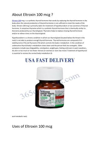About Eltroxin 100 mcg