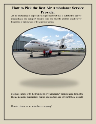 How to Pick the Best Air Ambulance Service Provider