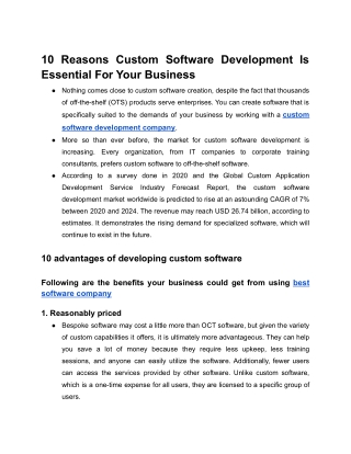10 Reason Why Your Business Needs Custom Software Development