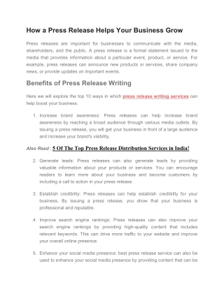 How a Press Release Helps Your Business Grow