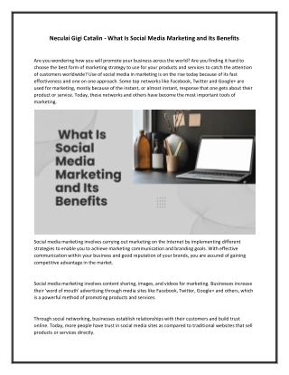 Neculai Gigi Catalin - What Is Social Media Marketing and Its Benefits
