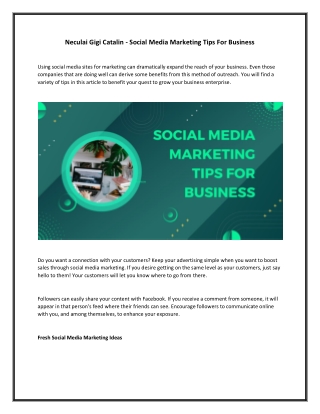 Neculai Gigi Catalin - Social Media Marketing Tips For Business