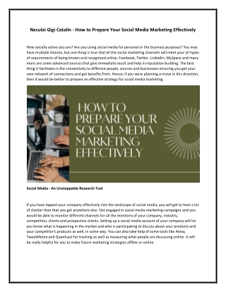 Neculai Gigi Catalin - How to Prepare Your Social Media Marketing Effectively