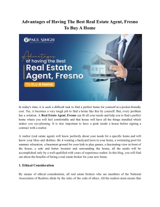 Advantages of Having The Best Real Estate Agent, Fresno To Buy A Home