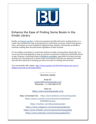 Enhance the Ease of Finding Some Books in the Kindle Library