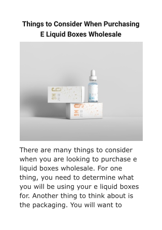 Things to Consider When Purchasing E Liquid Boxes Wholesale