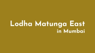 Lodha Matunga East Mumbai Pdf