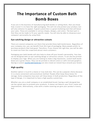 The Importance of Custom Bath Bomb Boxes