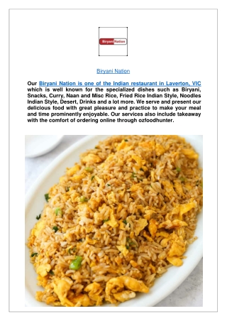 Up to 10% offer Biryani Nation Laverton Restaurant- Order Now!!