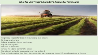 What Are Vital Things To Consider To Arrange For Farm Loans?
