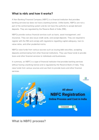 What is nbfc and how it works