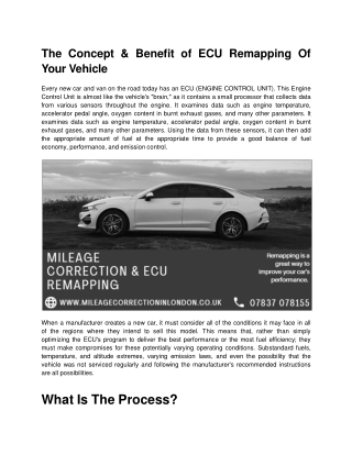 The Concept & Benefit of ECU Remapping Of Your Vehicle