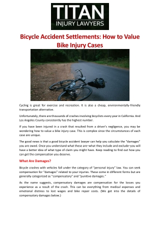 Bicycle Accident Settlements: How to Value Bike Injury Cases