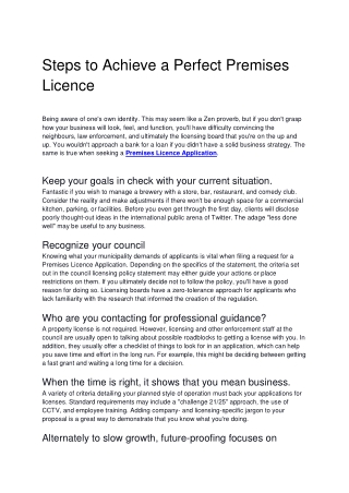 Steps to Achieve a Perfect Premises Licence