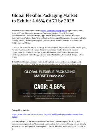 Global Flexible Packaging Market to Exhibit 4.66% CAGR by 2028