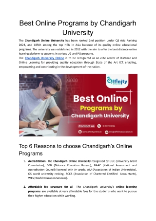 Best Online Programs by Chandigarh University