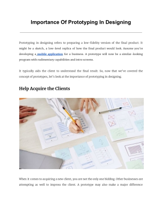 Importance Of Prototyping In Designing