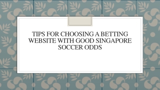 Tips For Choosing A Betting Website With Good Singapore Soccer Odds