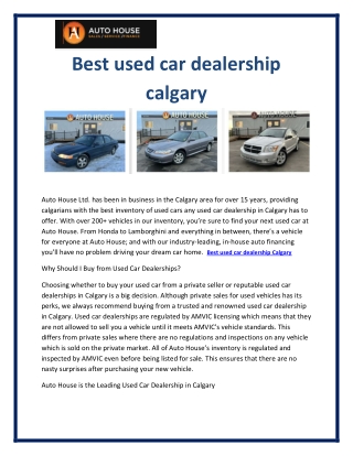 Best used car dealership calgary